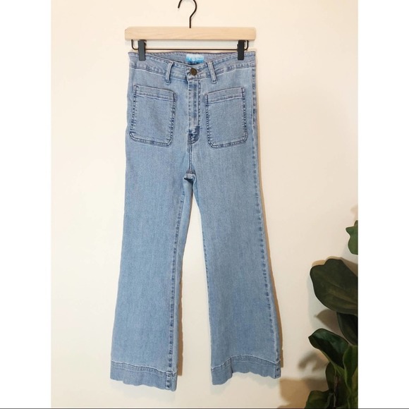 MUMU Blue Cropped Farrah Trouser retro high waist - Picture 3 of 12